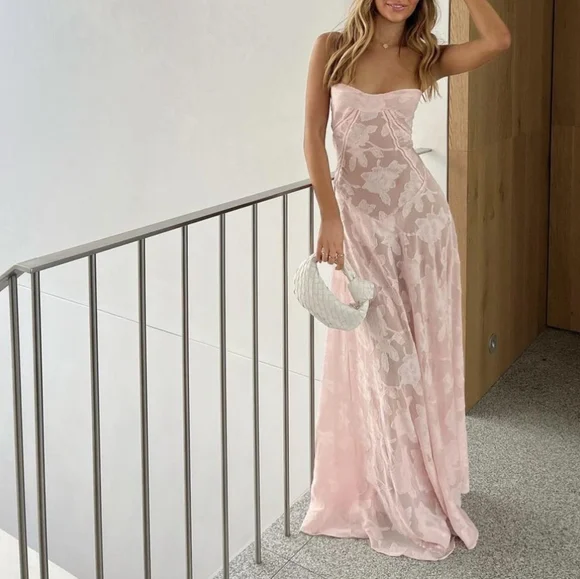 house of CB Blush pink seren maxi dress - Picture 3 of 11